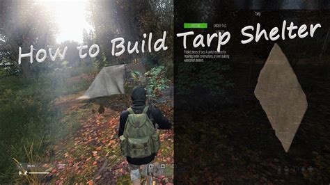 Dayz tarp shelter - 1. A-Frame Sleeping Shelter. The easiest sleeping shelter requires two trees about 10 foot/3m apart with soft enough ground for sleeping. Fasten the guy rope around the trees so that there is no slack, then throw the tarp over lengthways and secure the sides with your stakes or tent pegs.